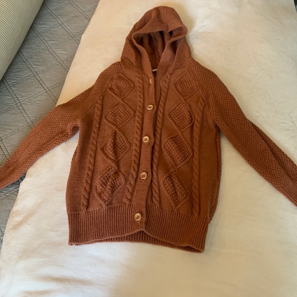 Jamie Kay Burnt Orange Cable Hoodie Cardigan - size 6